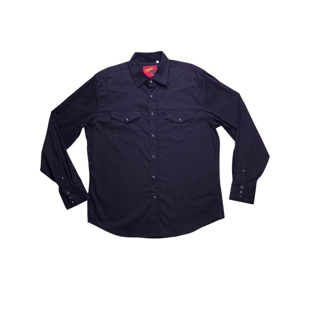 Rodeo Clothing Co Western Shirt Mens Large Black New Long Sleeve Button Up